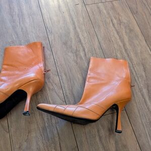 Versace Orange Leather Heeled Boots